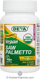 Deva Nutrition Organic Vegan Saw Palmetto 300 mg Not Certified Kosher 90  Tablets  